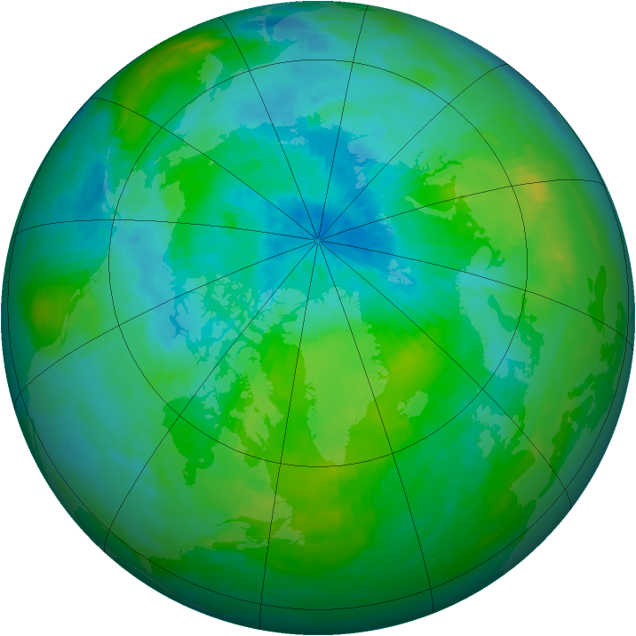 Arctic ozone map for 29 August 1983
